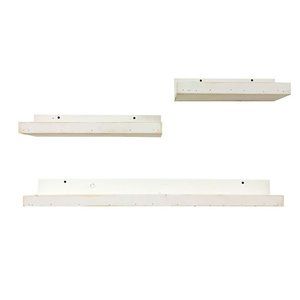 Set of 3 White Wood Shelves - 2561